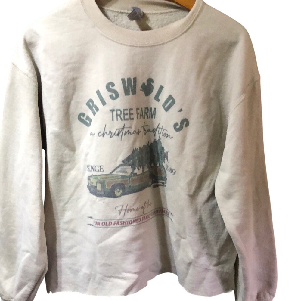 Graphic Sweatshirt with Griswold's‎ Tree Farm Design cropped
